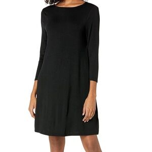 Long Sleeve Black Shift Dress